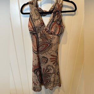 TOUCH EXPRESS Ladies Women’s Size Small Brown & Tan Paisley Sleeveless D…
